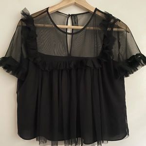 Zara Black Short Sleeve Top